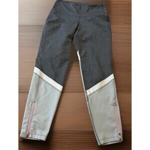 Old Navy Yoga Pants Zipper High Waisted Leggings Color block Pink Gray Gym Med